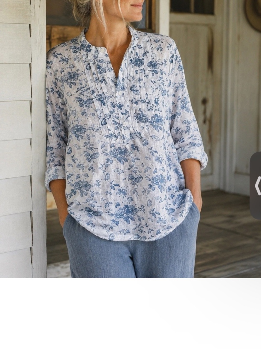 CP Shades White Blouse with Blue Floral Print